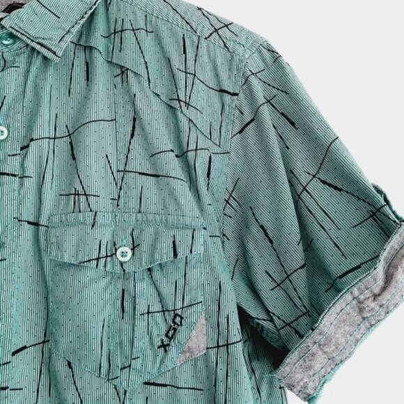 OXYGEN Button Down Casual Shirt Abstract Pattern Green Men's Sz M - Picture 4 of 12